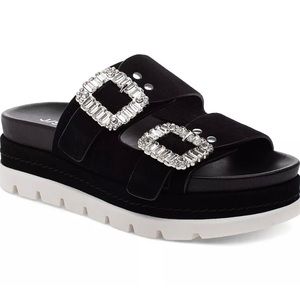 BEST OFFER— JSLIDES RICE SANDAL BLACK SUEDE SIZE 8 WORN ONCE IN BOX